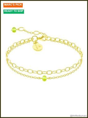 Peridot Crystal Layered Chain Bracelet 925 Sterling Silver Dainty Gemstone